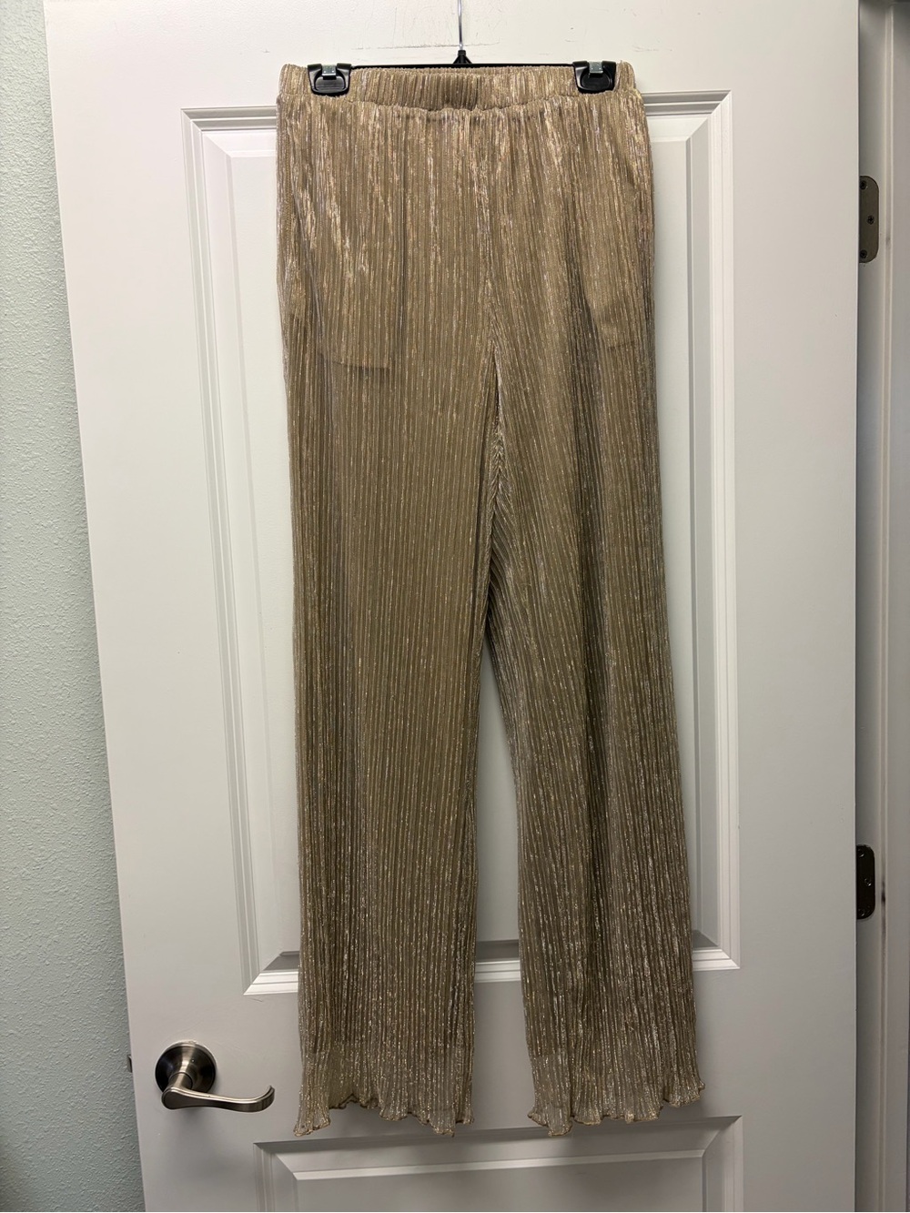 Petal and Pup Medium Pleated Metallic Wide-Leg Pants in Gold
